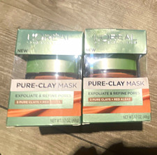 L'Oréal Paris Pure-Clay Mask Red Algae Exfoliating Clogged Pores 1.7 oz x2 picture