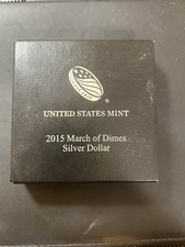 2015-P March of Dimes Commemorative Silver Dollar Uncirculated BU w/ Box & COA picture