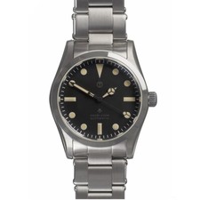 MWC Classic 1950s/1960s Pattern Automatic Black Steel Sapphire Men's Watch picture