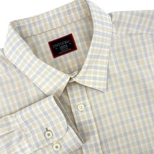 UNTUCKit Mens Medium Durif WF Tan Gingham Check Wrinkle Free Button Down Shirt picture