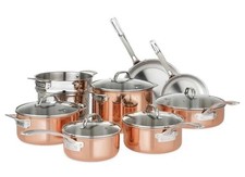 Viking 13-Piece Professional Tri-Ply Copper Cookware Set with Vented Glass Lids picture