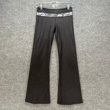 Lululemon Groove Pants Women 2 Black Script Waistband Flare Leg Yoga Stretch Y2K picture
