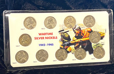1942-1945 Wartime 35% SILVER NICKEL Complete 11 Circulated Coin PRESENTATION SET picture