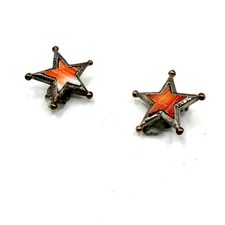 Vintage 90s Dian Malouf Sterling Silver 14K Gold Spiny Oyster Star Clip Earrings picture