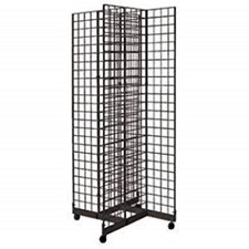 2' x 6' 4-Way Gridwall Display Fixture with Rolling Base- Black picture