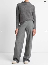 vince italian wool blend high waist bias pant grey size xs picture