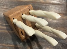 Cutco 5 Piece Knife Set White Handles + Honey Wood Block Made in USA picture