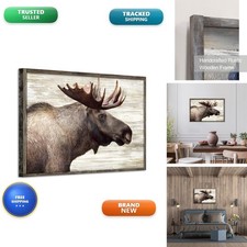 ARTISTIC PATH Wildlife Painting Wood Framed Wall Art 36x24 Inch picture