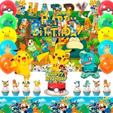 Pokemon Party Decoration Pokemon Birthday Supplies Balloons Banner Cake Topper picture