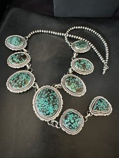 XL Lariat Spiderweb Turquoise Pendant Navajo Sterling Silver Necklace 25” 20384 picture