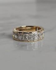 3.00ct Cushion Cut Natural Diamond Eternity Wedding Band Solid 14K Yellow Gold 7 picture