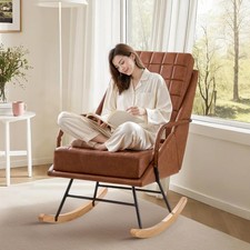 VECELO Rocking Chair Nursery, Over Size Leather Glider Rocker picture