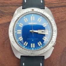 1971 Vintage Seiko 6106-8589 Chevron Blue Dial Automatic Watch Day Date Japan picture