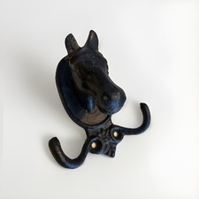 Vintage Cast Iron Horse Double Hook #2 Inscribed On Back Year Of The Horse picture