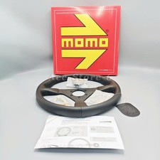 USA stock MOMO Prototipo P5 Black Edition 350mm Steering Wheel Genuine Leather picture