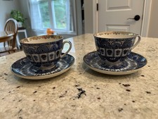Set of Two  LOMONOSOV RUSSIAN PORCELAIN CUP AND SAUCER, Arches  picture
