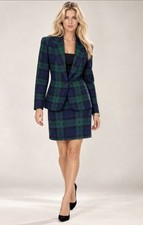 NEW J Crew Skirt Suit Size 10 Piece Set Blackwatch Tartan Plaid Green Blue Wool picture
