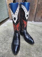 Rare   R.J. FOLEY Mens Custom Multi-Color Butterfly Cowboy Boots 8.5D picture
