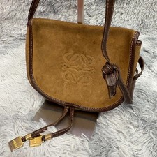LOEWE Anagram Suede Leather Crossbody Shoulder Bag Brown Vintage Authentic picture