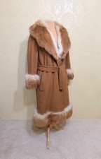 sz xl Penny Lane coat 70's Beautiful PRINCESS COAT genuine Red FOX Fur trims picture