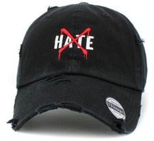 No Hate Vintage Adjustable Black Distressed Hat by KB Ethos  picture