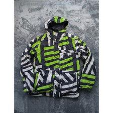 Burton Dryride Snowboard Jacket Mens Large Green Black Abstract Geometric Print picture