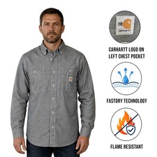 Carhartt FR Men's Grey Shirt Flame Resistant Long Sleeve Lightweight (S01) picture