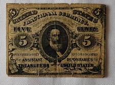 Third Issue 1863 5 Cent Fractional Currency: Green Backed.Ungraded picture