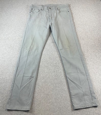 Levis 513 Men's Size 36Wx34L Slim Fit Denim Jeans Stretch Cotton Light Gray picture