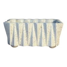 Vintage UPCO Ungemach White Speckled Ceramic Footed Planter MCM Accordion 6x3 picture