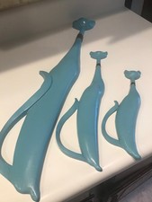 Sexton metal Siamese Cats 1960's USA aqua/light blue picture