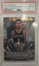 2025 Topps Bowman Victor Wembanyama - Hobby Stars - Gold Refractor /50. PSA 8 picture