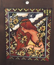 Vintage Lucid Lines L’Ermitage Paul Berthon Reverse Glass Art 34x28 picture