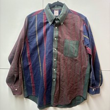 VTG Brooks Brothers Sz L Shirt Multi Stripe Color Block Cotton Button USA Rare picture
