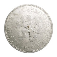 1929 Czechoslovakia 5 Korun Silver Coin Industrial Factory picture