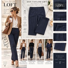 Ann Taylor Loft Marisa Skinny Dress Pants Navy Blue Size 6 Tailored Trousers picture