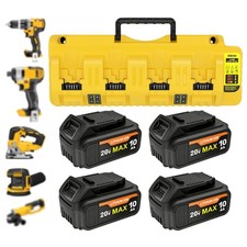 4X 20V 10Ah Battery & 4 Port Charger Kit for De walt 20 Volt Lithium Batteries picture