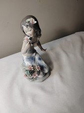 Vtg Lladro Porcelain Figurine Hawaii Girl In a Tropical Garden 1479 Retired 1989 picture