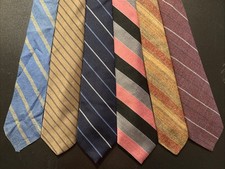Vintage 6 Pc Lot of 100% Wool Striped Ties Tie Lot USA Made Quality Ireland picture