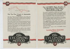 1921 Lycoming Motors 4 Separate Pg. Ad: Increased Economy, Low Maintenance picture