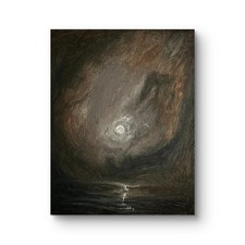 Victorian moody dark moonlit fields Original oil painting Landscape on canvas picture