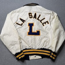 Vintage DeLong Sportswear Satin Jacket Mens Medium Satin La Salle University 80s picture