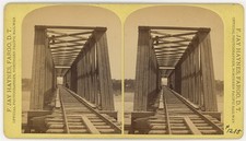 MONTANA / WYOMING STEREOVIEW - Bighorn River Railroad Bridge - FJ Haynes 1880s picture