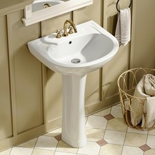 HOROW 22x19 Pedestal Sink U-Shape Ceramic Pedestal Bathroom Sink with Overflow picture