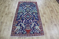 Vintage Oriental Wool Rug 174x92cm Handmade Floral Carpet Traditional Design picture