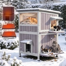 Larger 2-Story Heated Cat House for Outside Waterproof Upgraded picture