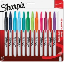 Vibrant 12 Count Retractable Fine Tip Permanent Markers - Smooth Grip Design picture
