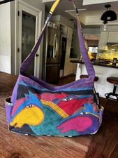 Vintage Laurel Burch Wild Stallions Canvas Purse Shoulder Bag