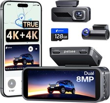 Pelsee S1 Pro Native 4K + 4K Dash Cam Front and Rear, 128GB Card Included picture