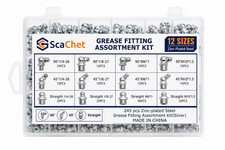 Grease Fitting Assortment Kit 245pcs 12 Sizes SAE Metric Zerk Fittings Steel picture